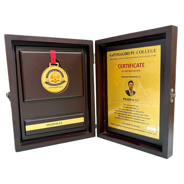 Wooden Folding Certificate (With Medal)