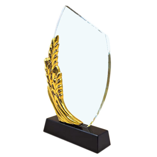 Golden Leaf Crystal Trophy - Image 2