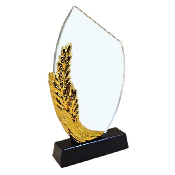 Golden Leaf Crystal Trophy